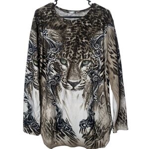 Lorenzo Leopard Print Crew Neck Sweater